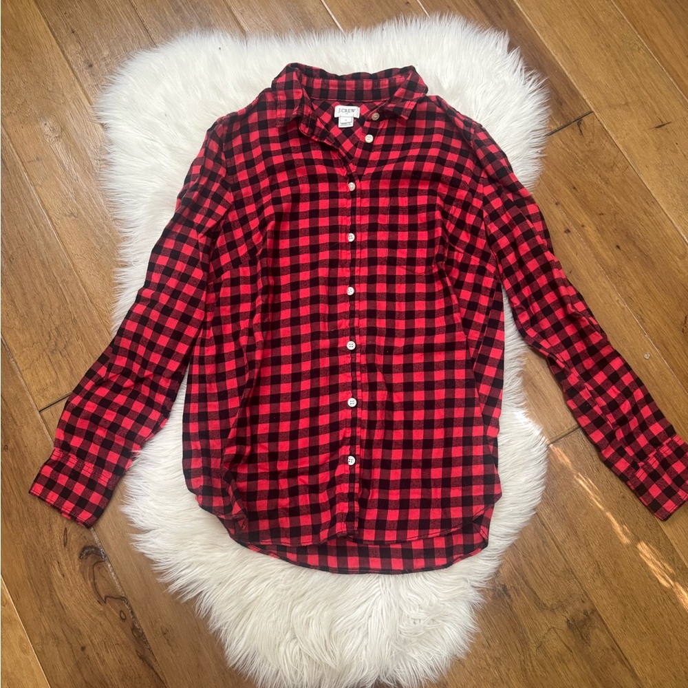 J. Crew Red and Black Buffalo Plaid Checkered Shirt